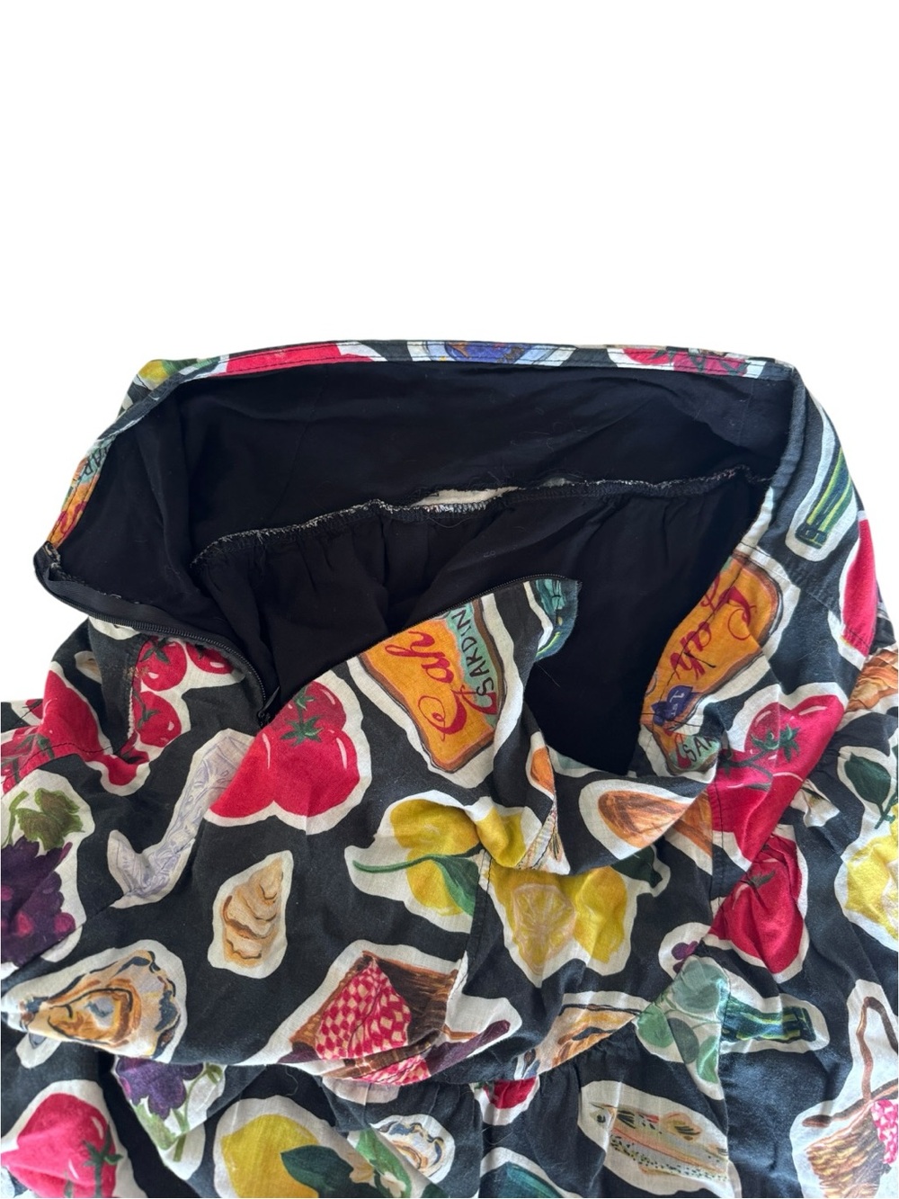 Lisa Says Gah Maeve Midi Skirt in Black with Charcuterie Summer Print - Picture 2 of 2